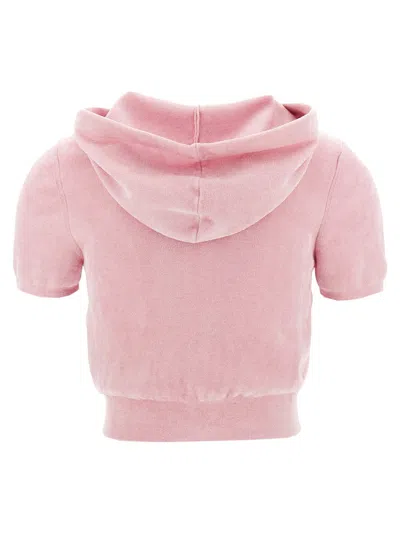Alexander Wang T T By Alexander Wang Logo Chenille Cropped Hoodie In Pink