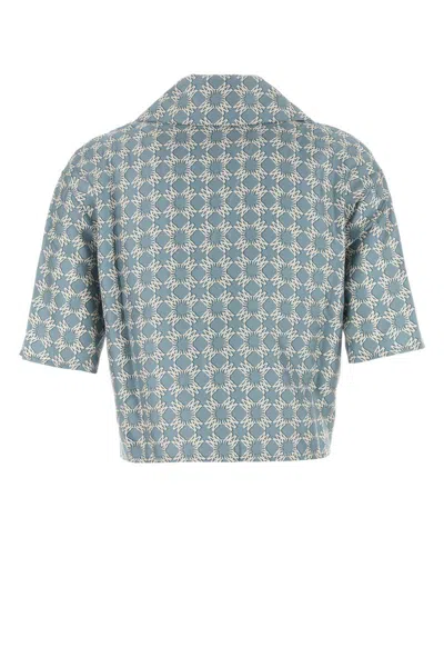 Amiri Printed Silk Shirt In Dustyblue