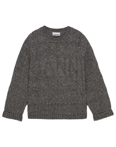 Ganni Wool And Cotton Sweater In Gray