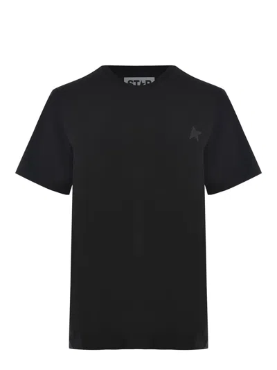 Golden Goose Cotton T-shirt With Iconic Frontal Star In Black
