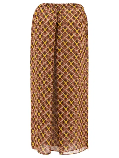 Bode Wide-leg Trousers With Geometric Pattern In Brown