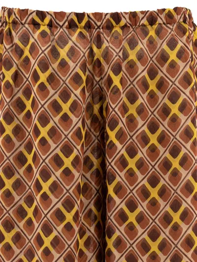 Bode Wide-leg Trousers With Geometric Pattern In Brown