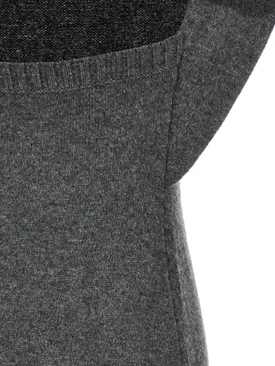 Courrèges Draped Shoulder Sleeveless Knit Midi Dress In Gray