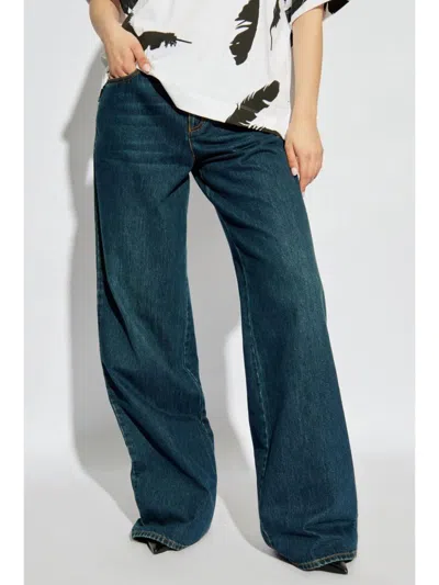 Alexander Mcqueen Women's Indigo Wide-leg Denim Jeans In Dark Stone