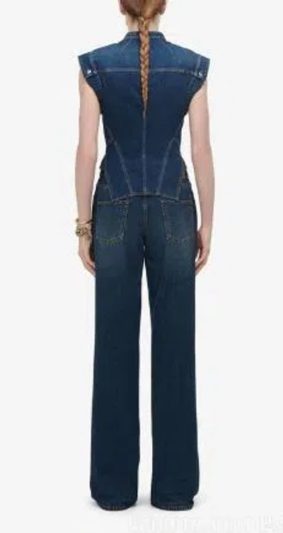 Alexander Mcqueen Women's Indigo Wide-leg Denim Jeans In Dark Stone