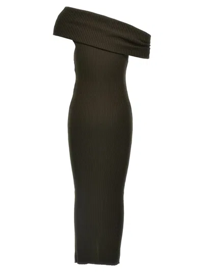 Courrèges Twist Rib Knit Long Dresses In Green