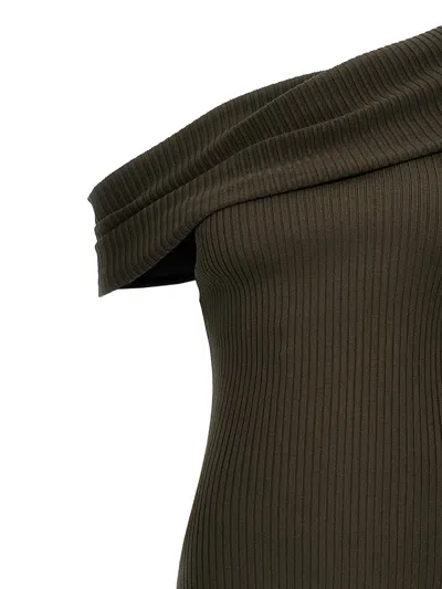 Courrèges Twist Rib Knit Long Dresses In Green