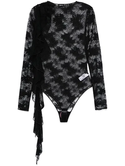 Oseree Volant Bodysuit In Black