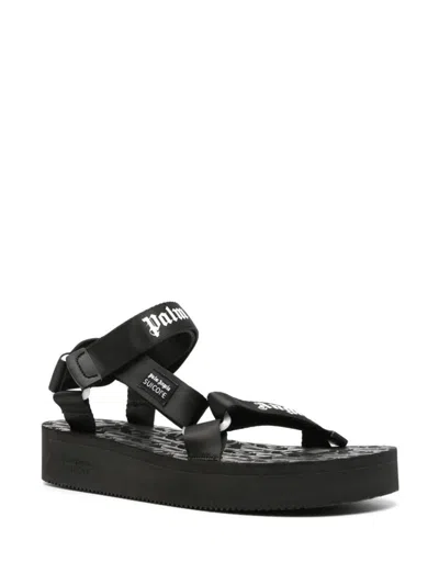 Palm Angels Depa Logo Print Sandals In Black