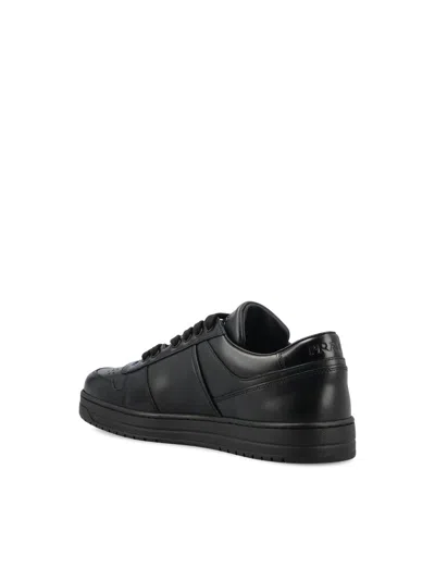 Prada Low Black Re-nylon And Leather Trainer In Black