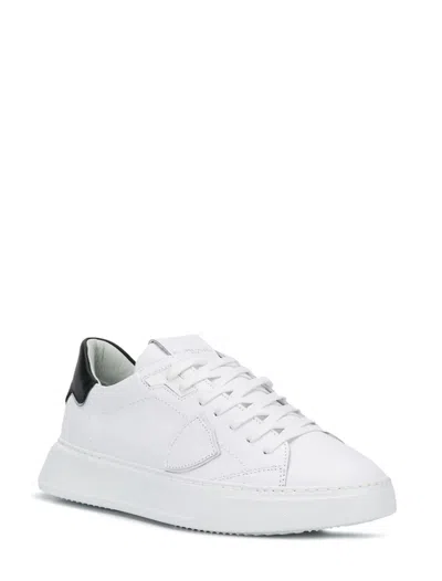 Philippe Model Temple White Black Leather Sneaker In White