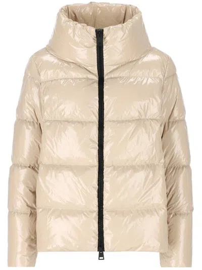 Herno Wool-trim Down Jacket In Beige