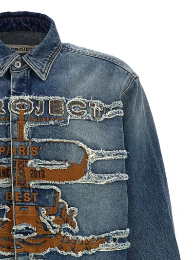 Y/project 'parisian Patchwork Distressed Embroidered Shirt' In Blue