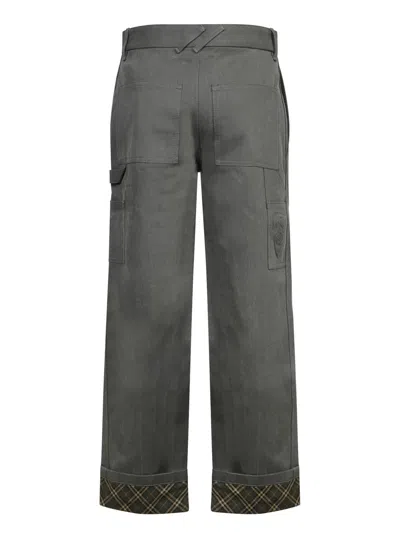 Burberry Tailored Grey Trousers With Unique Cuff Detail In Grey