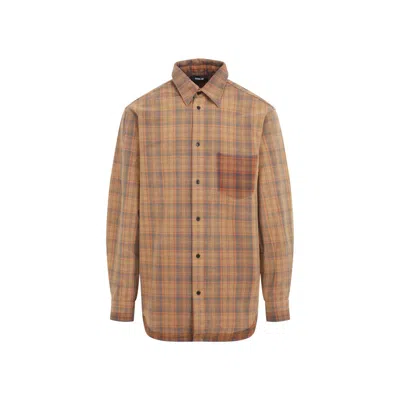 Egonlab Checked Long-sleeved Shirt In Yellow
