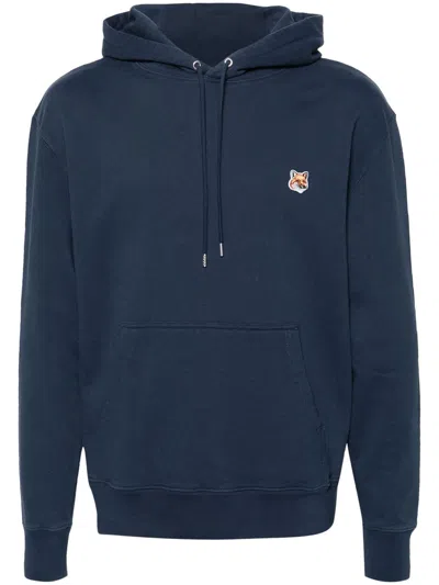 Maison Kitsuné Fox Head Patch Regular Hoodie Sweatshirt In Blue