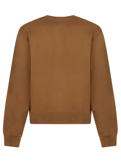 Saint Laurent Logo-embroidered Cotton Sweatshirt In Beige