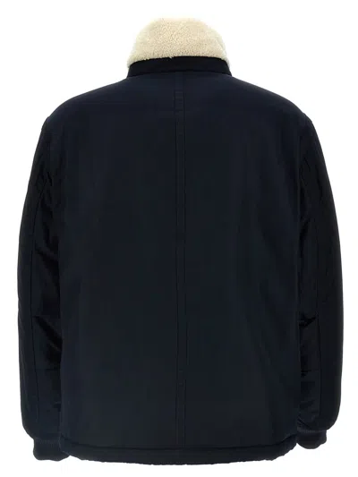 Hugo Boss Water-repellent Jacket With Faux-fur Collar In Blue