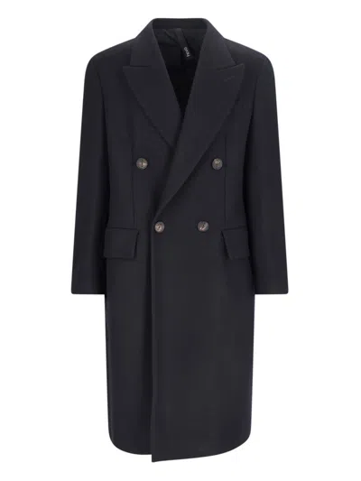 Hevo Hevò Man Coat Midnight Blue Size 40 Pure Virgin Wool Iws, Polyamide In Blue