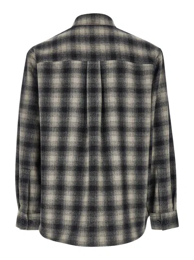 Tonywack 'ombré' Multicolor Shirt With Check Motif And Two Front Pocket In Wool Blend Man In White