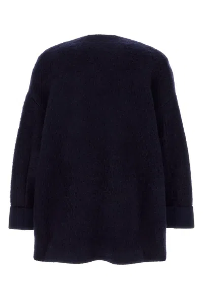 Bottega Veneta V-neck Oversize Wool Blend Cardigan In Blue