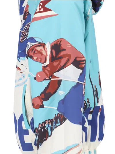 Rhude Hooded Technical Jacket In Light Blue In Blue