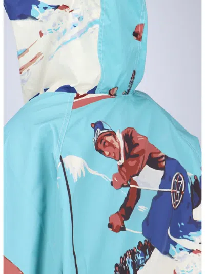 Rhude Hooded Technical Jacket In Light Blue In Blue