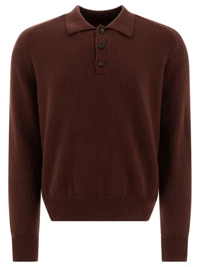 Bode Knitted Cashmere Polo Shirt In Brown
