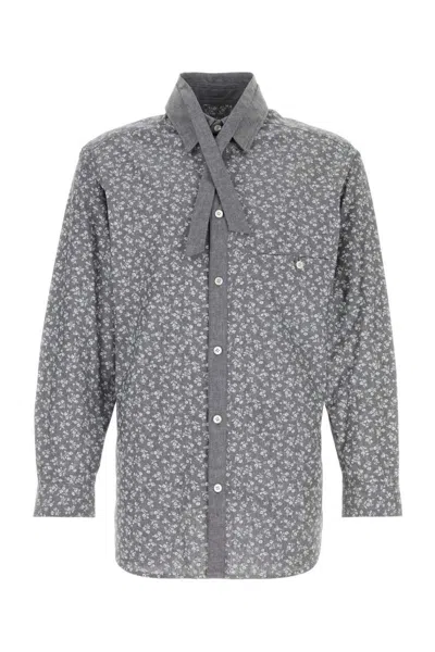 Yohji Yamamoto Cotton Shirt With Floral Pattern And Chest Pocket In Printed