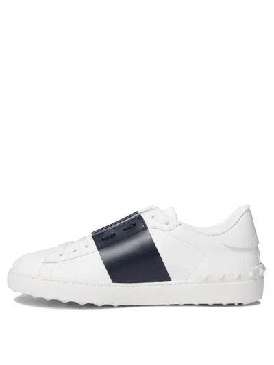 Valentino Garavani Open Leather Sneakers With Contrast Band And Stud Details Shoes In White