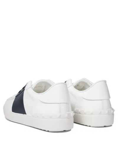 Valentino Garavani Open Leather Sneakers With Contrast Band And Stud Details Shoes In White