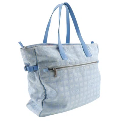 Pre-owned Chanel Travel Line Blue Canvas Tote Bag ()