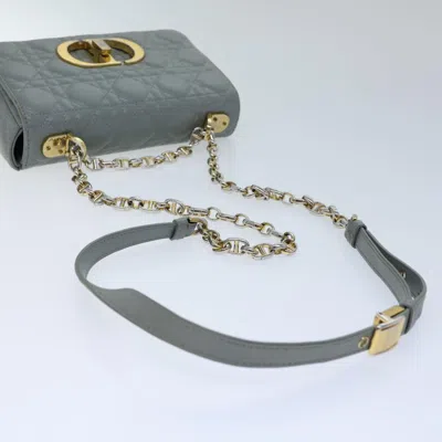 Pre-owned Dior Caro Grey Leather Shoulder Bag ()