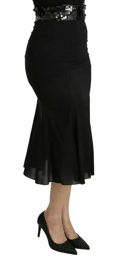 Dolce & Gabbana Chic High Waist Black Silk Blend Skirt In Black