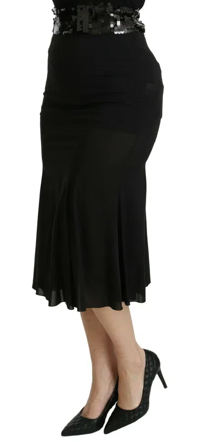 Dolce & Gabbana Chic High Waist Black Silk Blend Skirt In Black