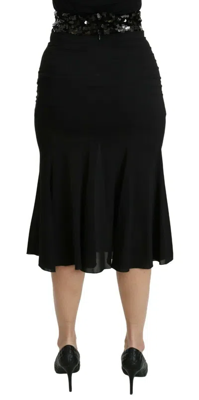 Dolce & Gabbana Chic High Waist Black Silk Blend Skirt In Black