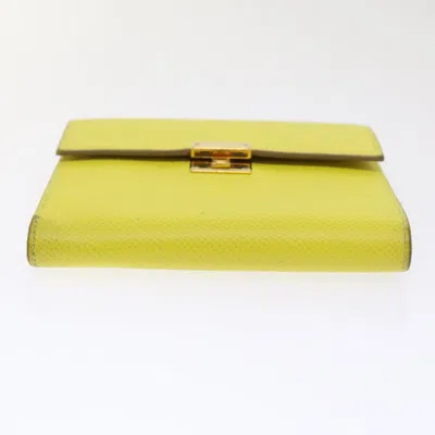 Pre-owned Hermes Hermès Clic 12 Yellow Leather Wallet  ()