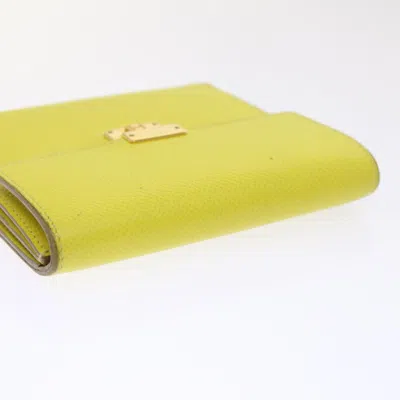 Pre-owned Hermes Hermès Clic 12 Yellow Leather Wallet  ()
