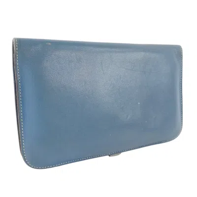 Pre-owned Hermes Hermès Dogon Blue Leather Wallet  ()