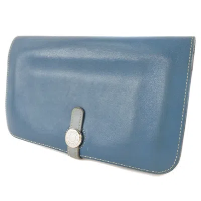 Pre-owned Hermes Hermès Dogon Blue Leather Wallet  ()