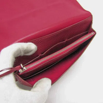 Pre-owned Hermes Hermès Dogon Burgundy Leather Wallet  ()
