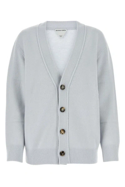 Bottega Veneta Classic Cashmere Cardigan With Intrec Patches In Blue