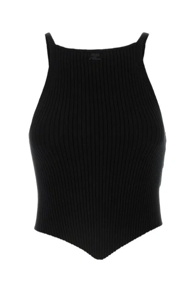 Shop Courrèges Courreges Women Black Viscose Blend Tank Top