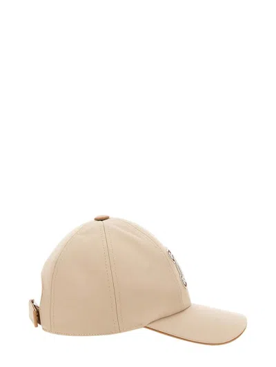Max Mara Camel Monogram Baseball Cap In Beige