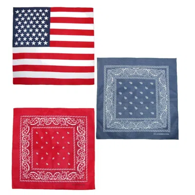 Ctm American Flag And Paisley Bandana Kit (pack Of 3) In Multi