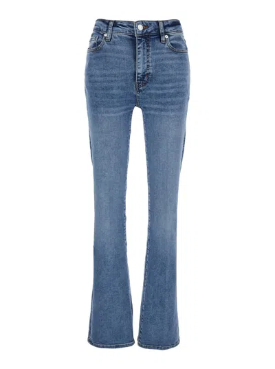 Frame 'le Mini Boot' Blue Jeans With Flared Leg In Cotton Blend Woman In Blue