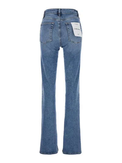 Frame 'le Mini Boot' Blue Jeans With Flared Leg In Cotton Blend Woman In Blue