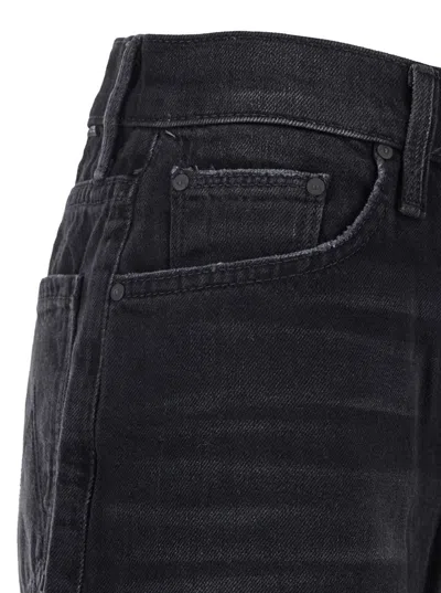 Mother 'the Spinner' Black Five-pocket Jeans With High Waist In Cotton Woman In Black