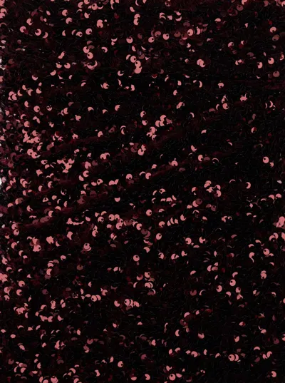Plain Bordeaux Bustier Dress With All-over Sequins In Tech Fabric Woman In Red
