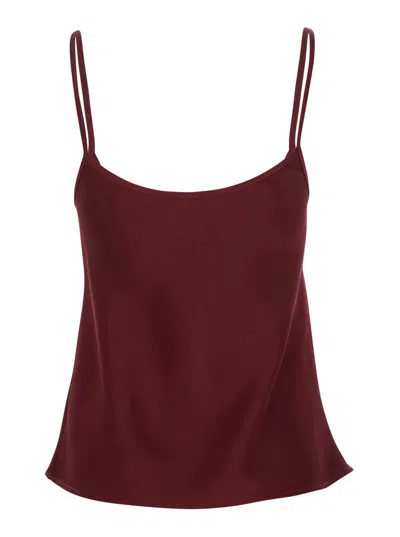 Plain Bordeaux Top With Spaghetti Straps In Satin Woman In Red